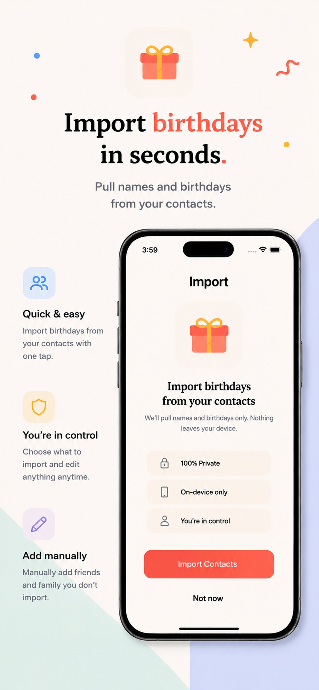 Belio import from contacts screen