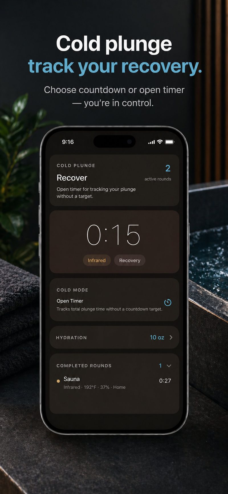 Cedar cold plunge timer with recovery mode