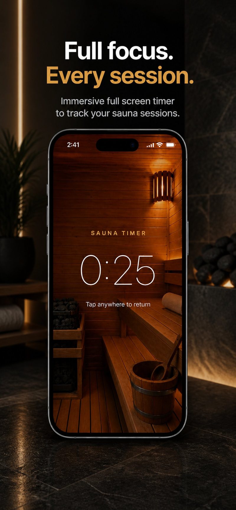 Cedar immersive full screen sauna timer